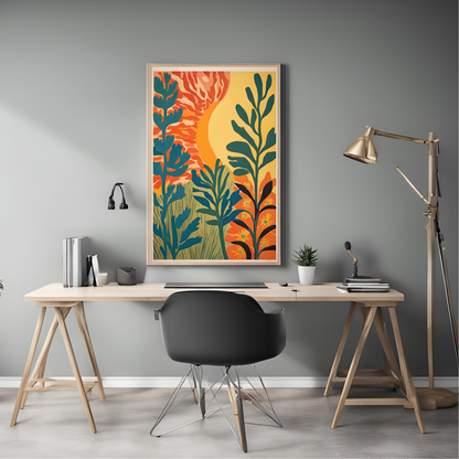 Sunset Plant Wall Art Digital Download