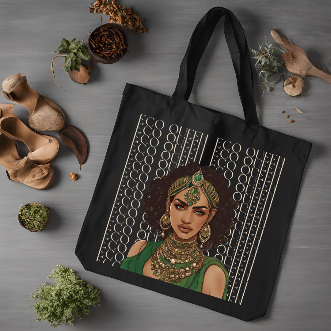 South Asian Art - Brown Eco Queen Tote Bag
