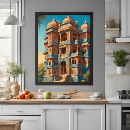 Indian Palace Teal Wall Art Digital Download