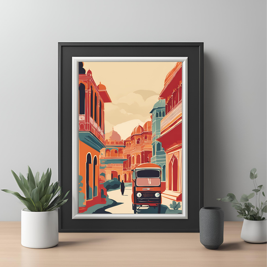 India Street Black Framed A4 Portrait Print