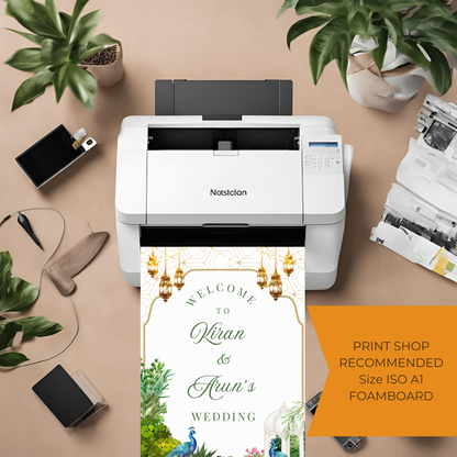 Peacock Garden Entrance Board Digital Download - Online Template