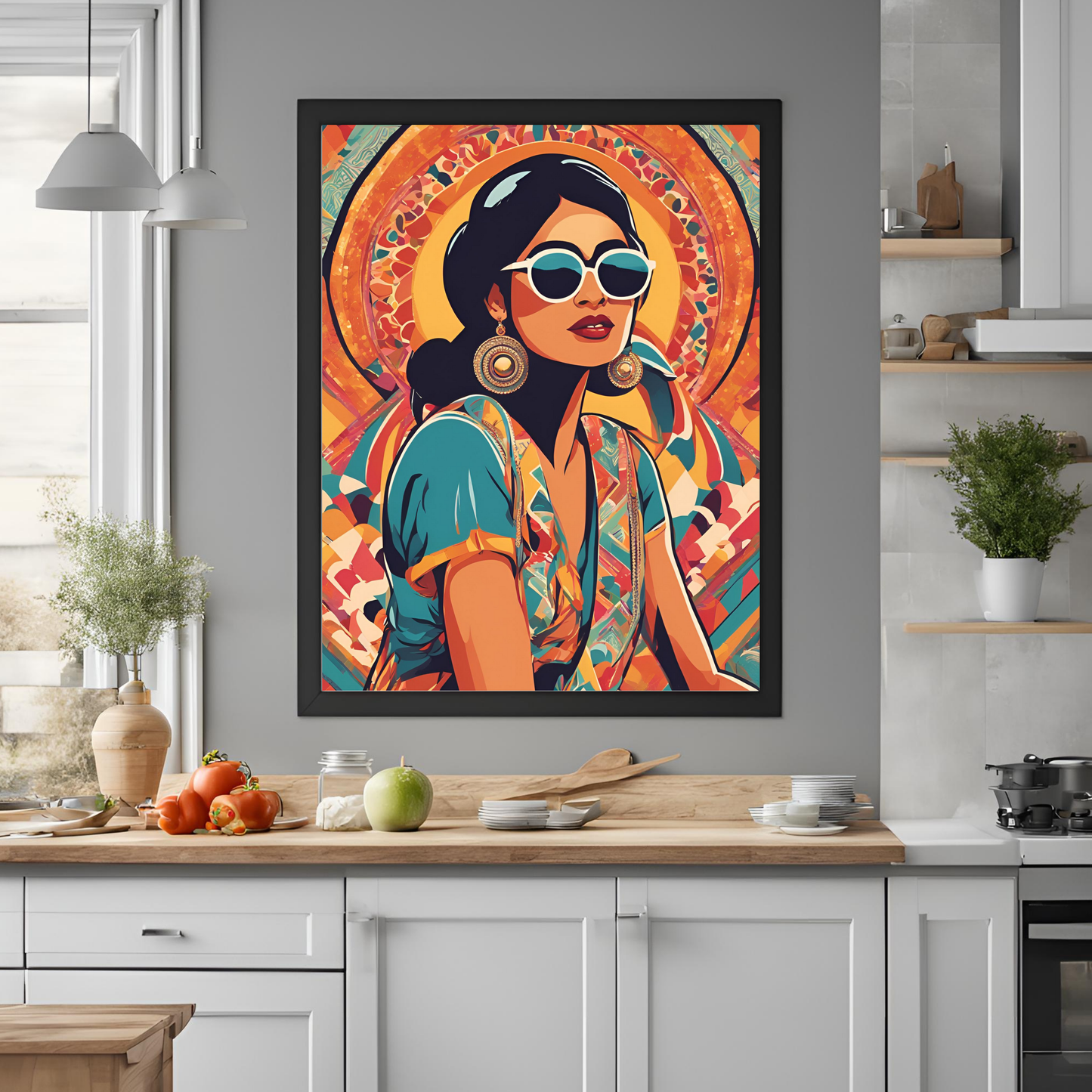 Retro Indian Framed A4 Print - Portrait/Black