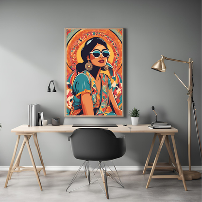 Retro Indian Framed A4 Print - Portrait/Black