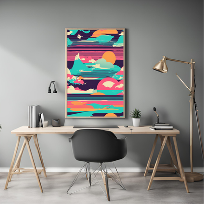 Coastal Gallery Wall - Retro Printable Wall Art Summer Aesthetic Colourful Beach Poster