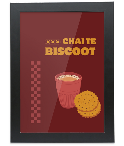 Chai Te Biscoot Black Framed A4 Portrait Print