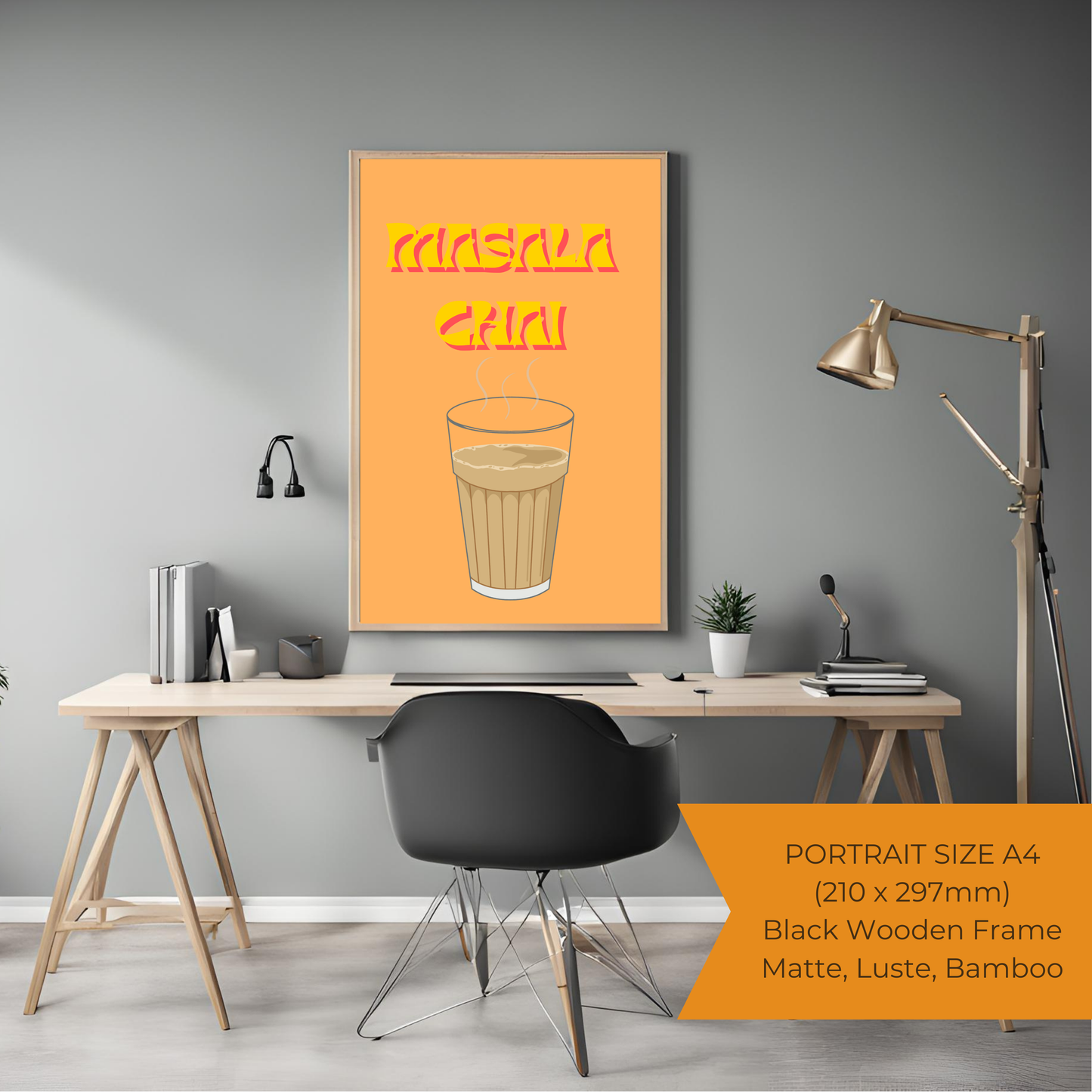 Masala Chai Black Framed A4 Portrait Print