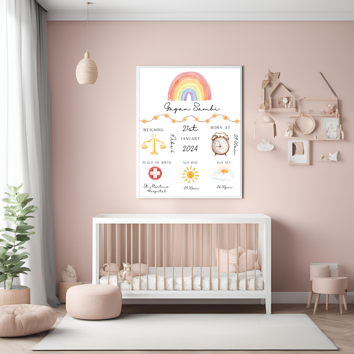 Baby Stats Customisable Print Digital Download - Online Template
