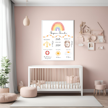 Baby Stats Customisable Print Digital Download - Online Template