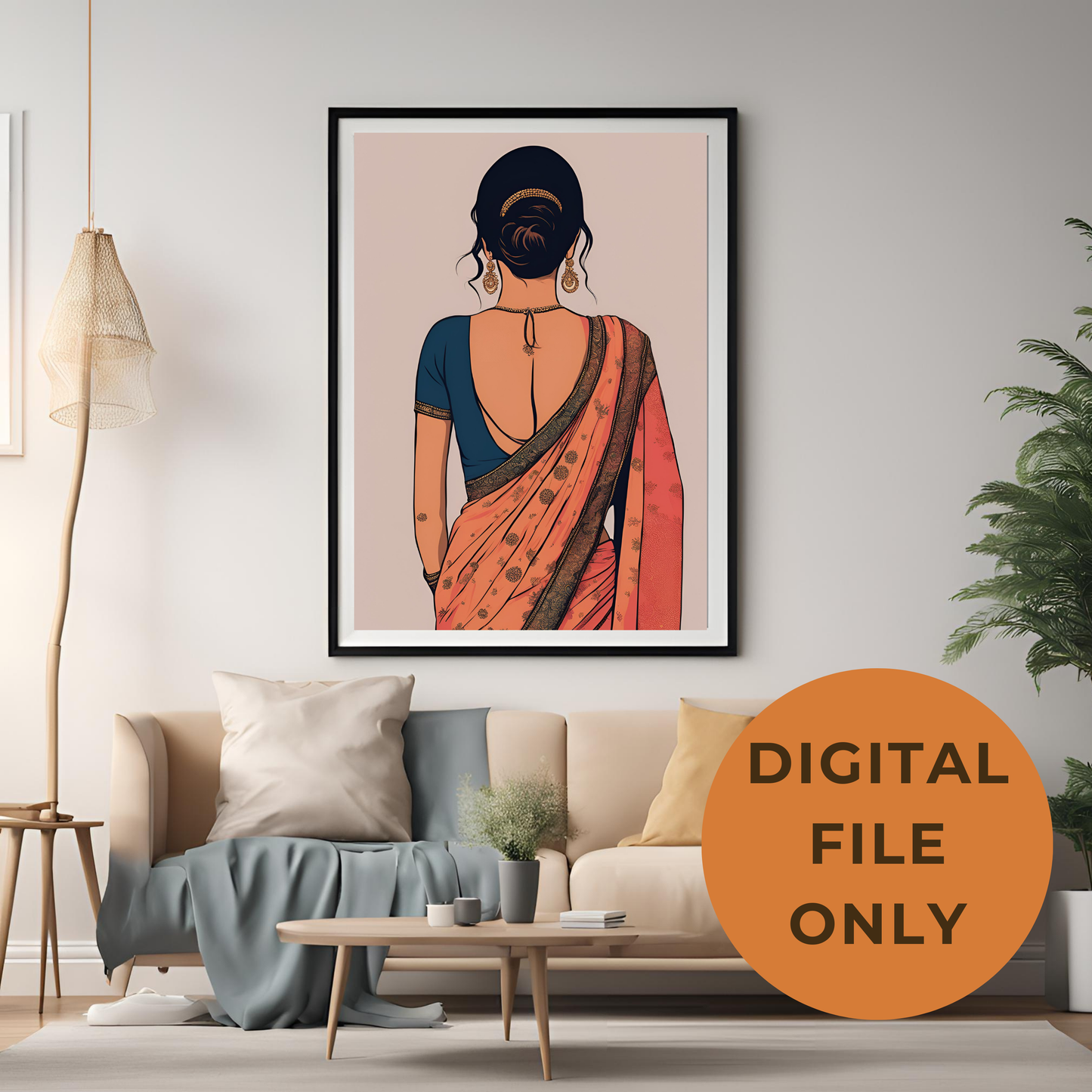 Desi Girl in Saree Wall Art - Digital Download