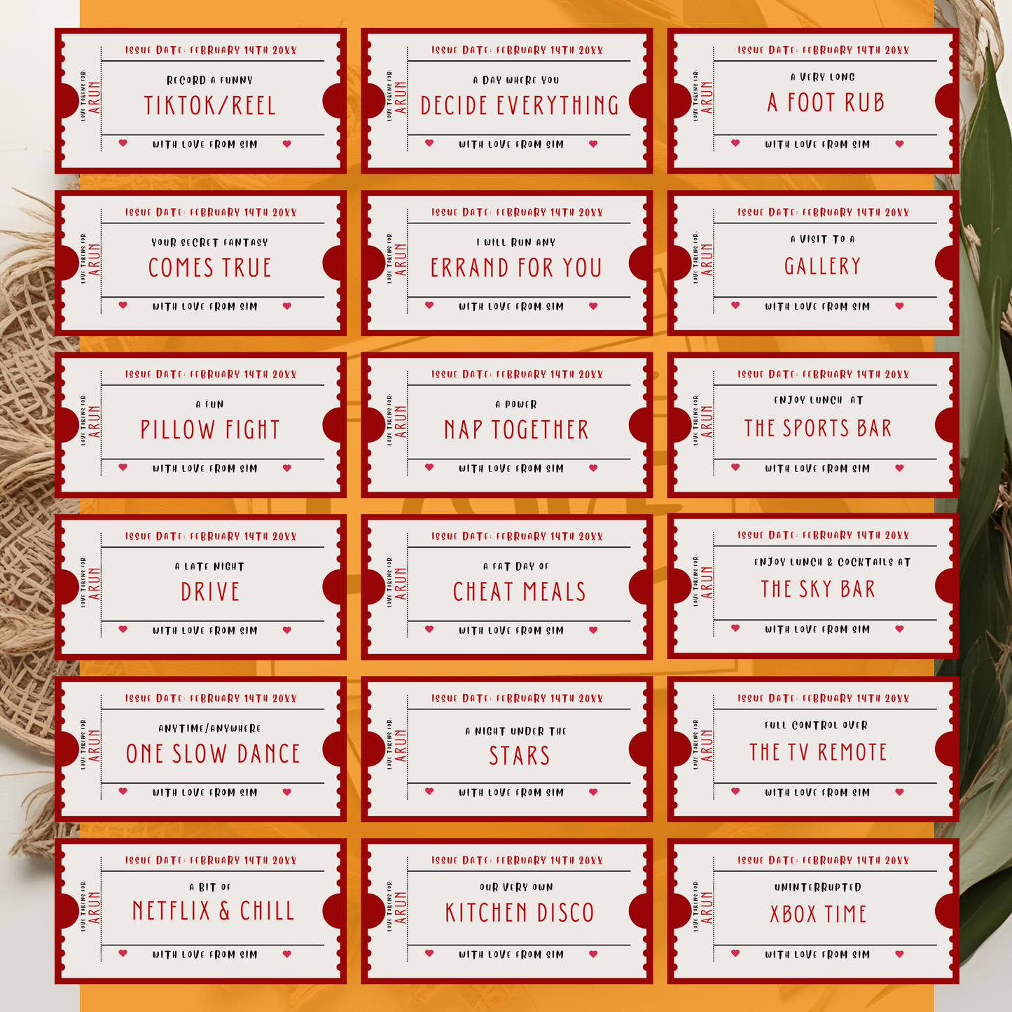 Love Coupon Editable Digital Template
