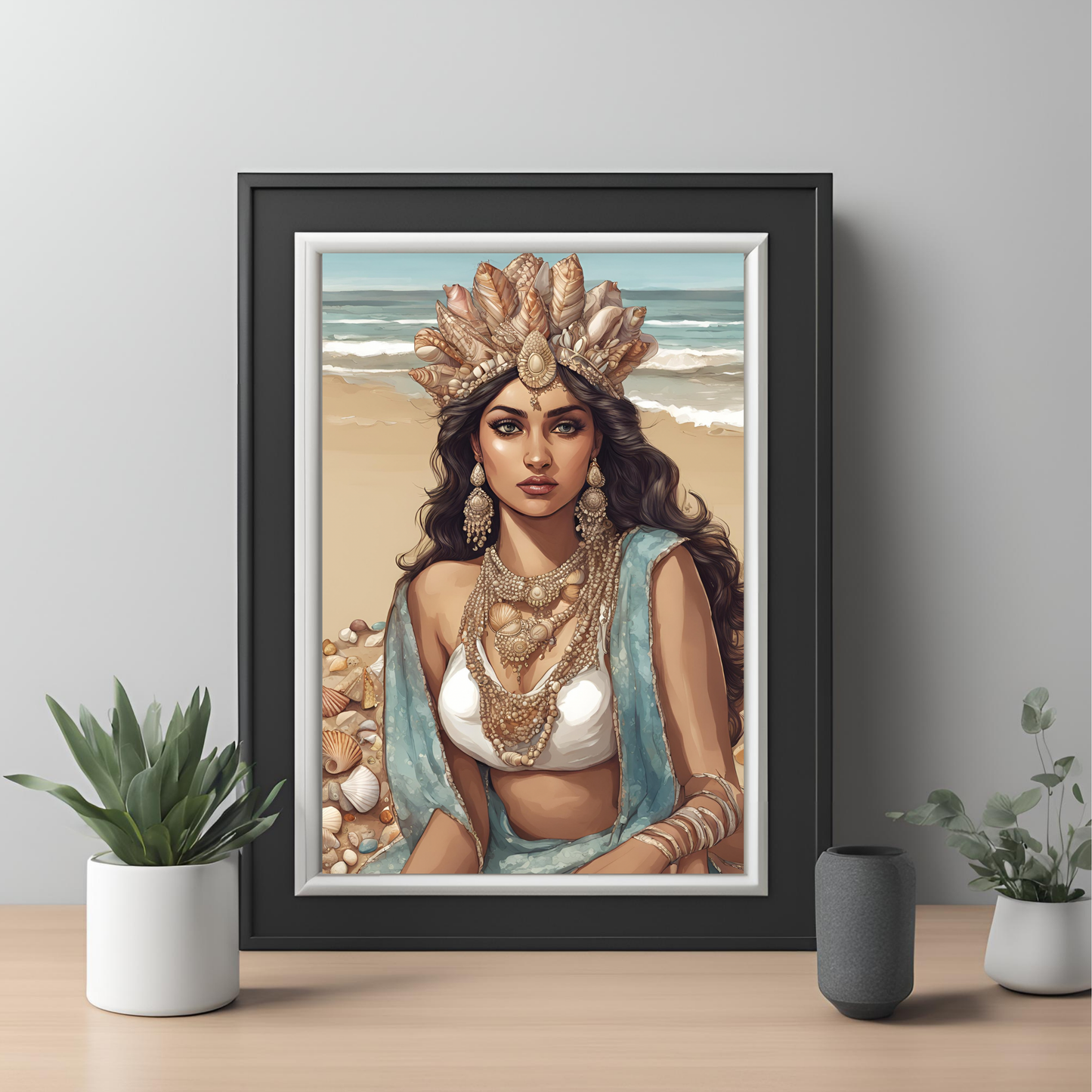South Asian Art - Boho Beach Summer Aesthetic Desi Girl Printable Wall Art
