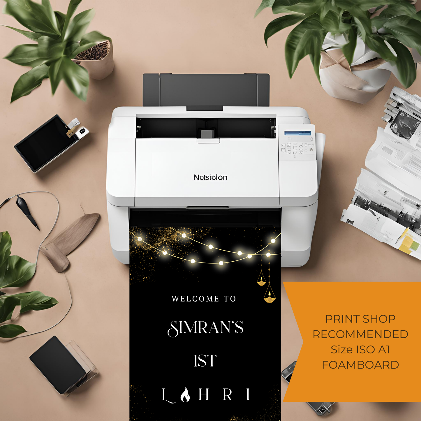 Lohri Black Entrance Board Digital Download - Online Template
