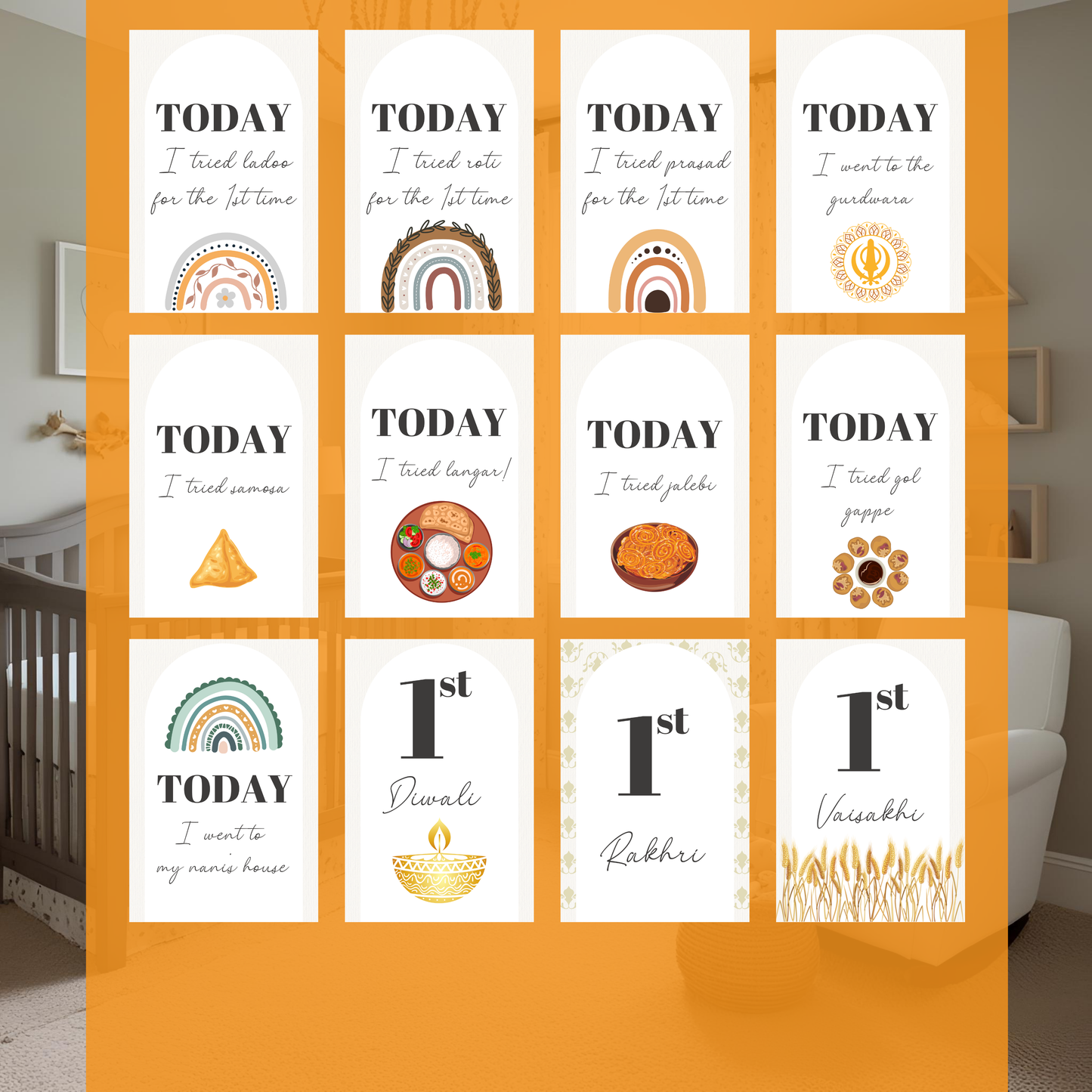 Baby Milestone Digital Download Card - Boho Theme Desi Cards