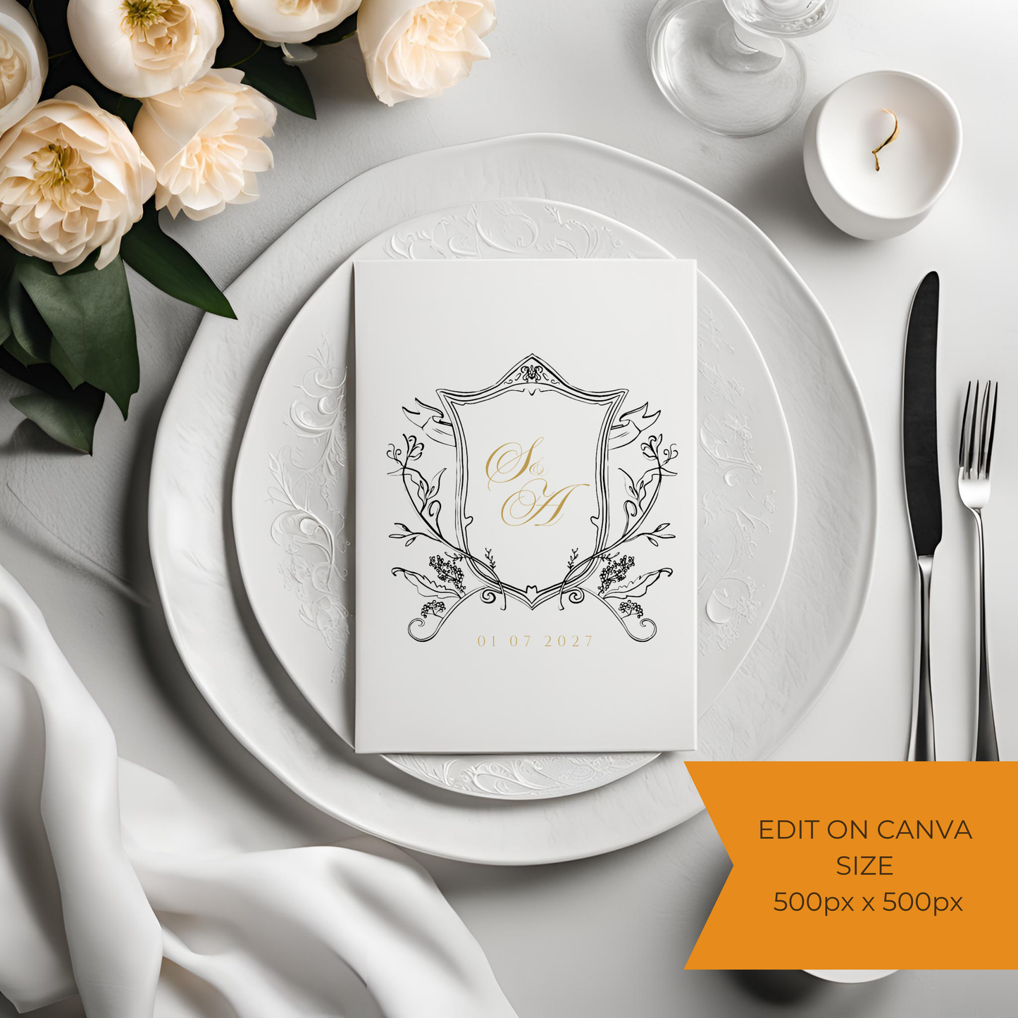 Black & Gold Monogram Digital Download - Online Template