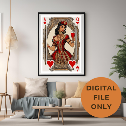 Queen of Hearts Digital Coloured -  Wall Art