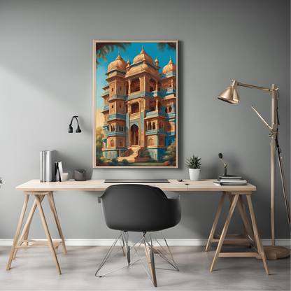 Indian Palace Teal Wall Art Digital Download