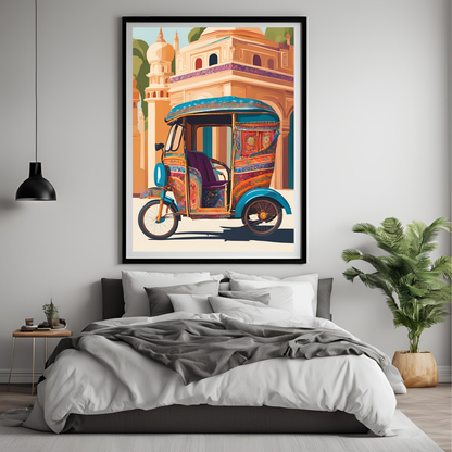 Indian Auto Took Took Colourful Digital Print