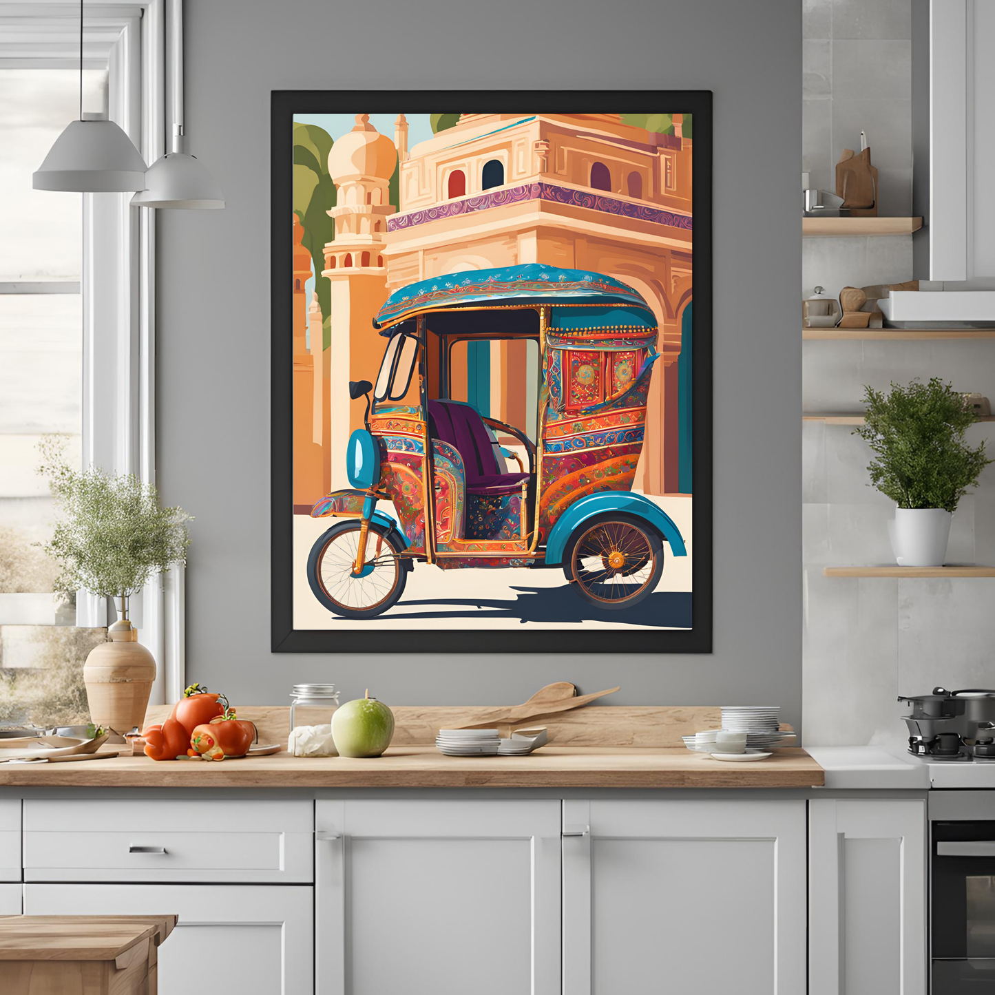 Indian Auto Took Took Colourful Digital Print