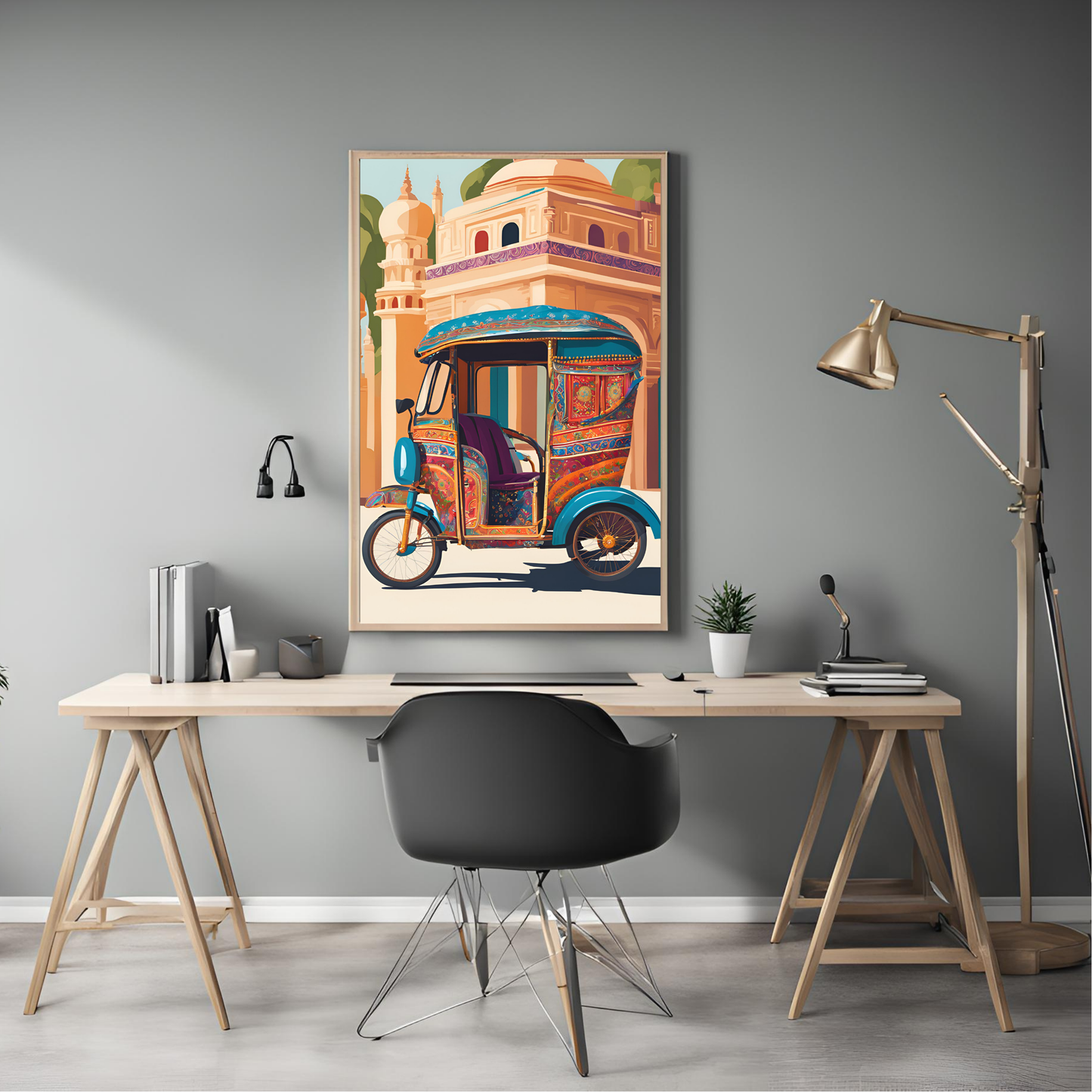 Indian Auto Took Took Colourful Digital Print
