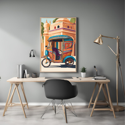 Indian Auto Took Took Colourful Digital Print