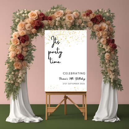 Minimalist Gold Glitter Birthday Welcome Sign
