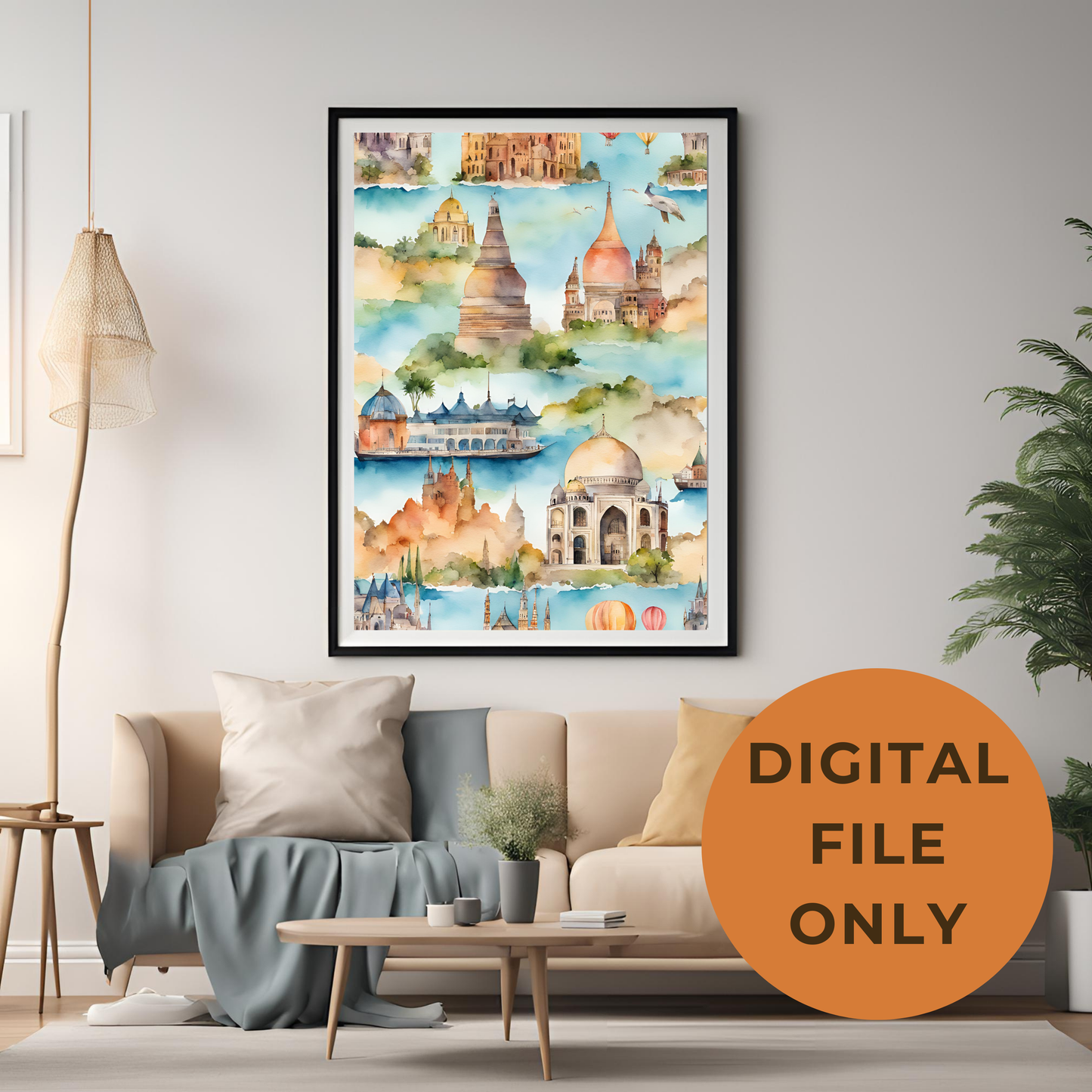 Travel Watercolour Ocean Wall Art Digital Download