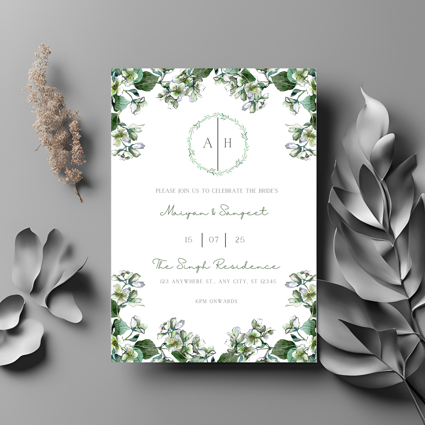 Leaf Invite Inserts Digital Download 6pcs - Online Template
