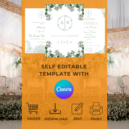 Leaf Invite Inserts Digital Download 6pcs - Online Template