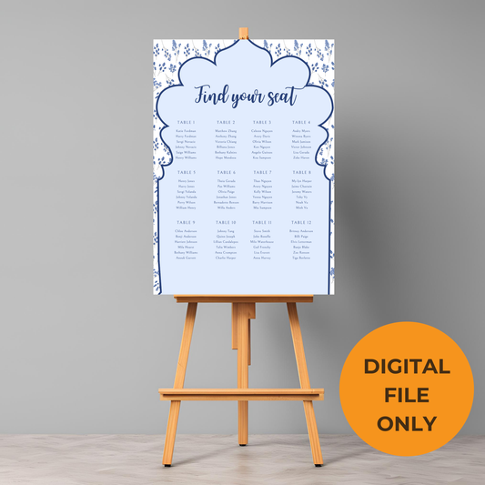 Blue Seating Plan Digital Download - Online Template