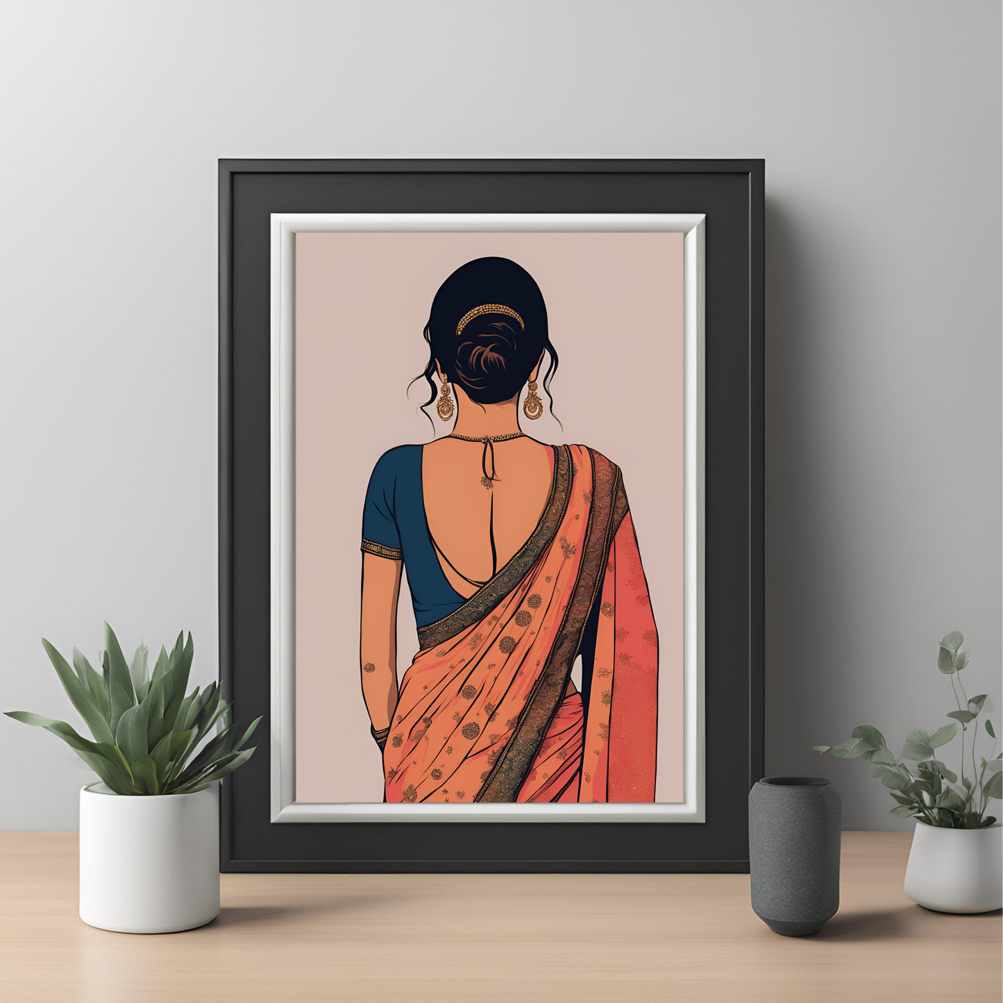 Desi Girl in Saree Wall Art - Digital Download