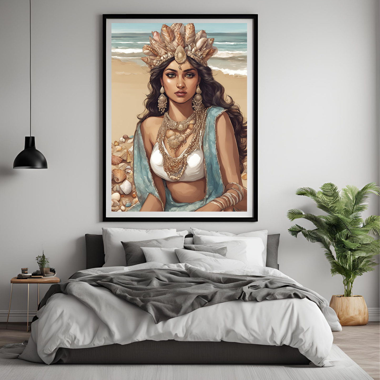 South Asian Art - Boho Beach Summer Aesthetic Desi Girl Printable Wall Art