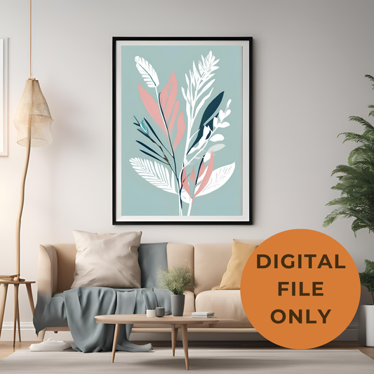 Botanical Print Peach Wall Art Digital Download
