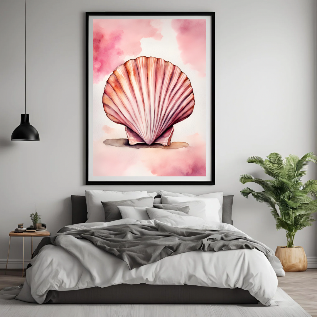 Pink Watercolour Shell Wall Art - Instant Digital Download