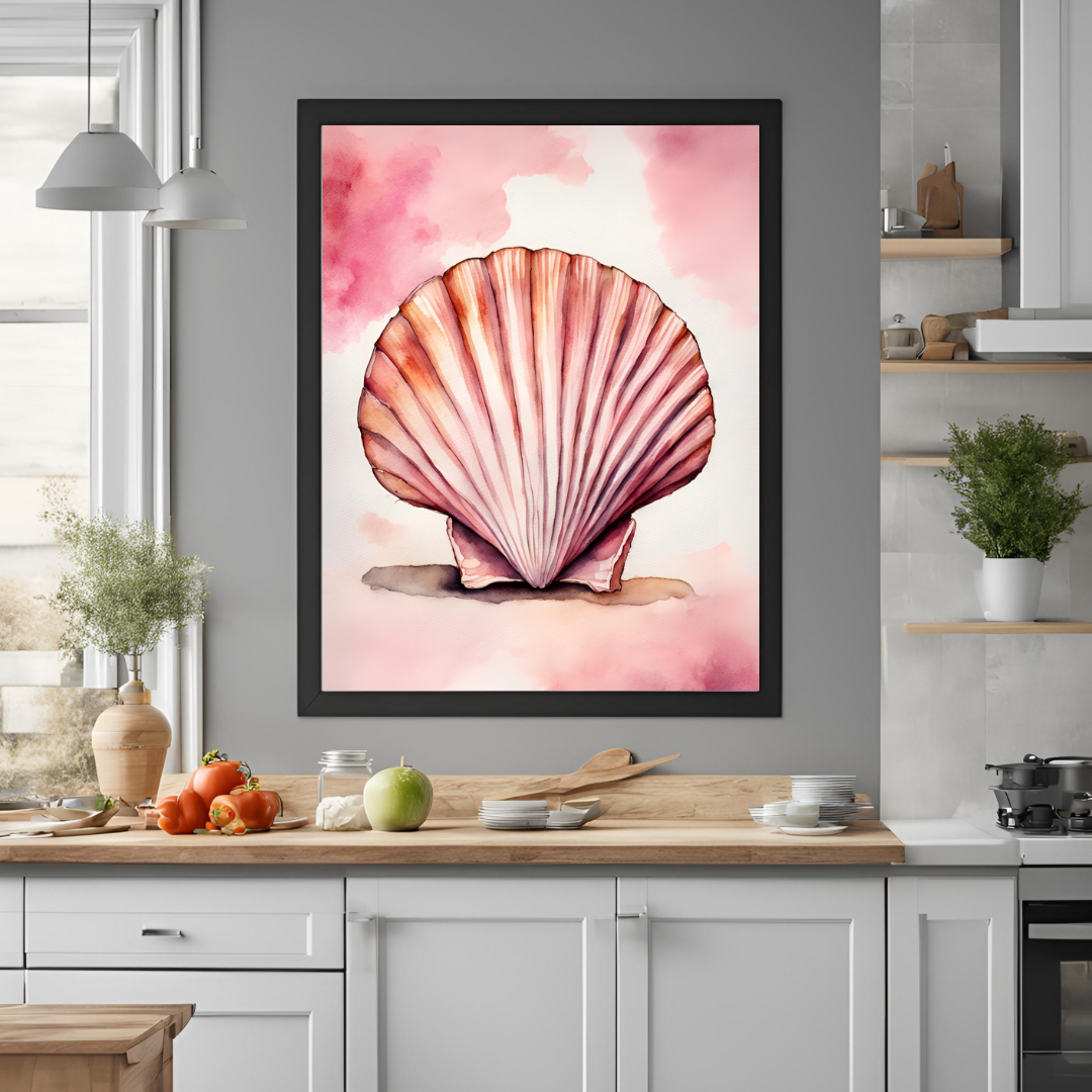 Pink Watercolour Shell Wall Art - Instant Digital Download