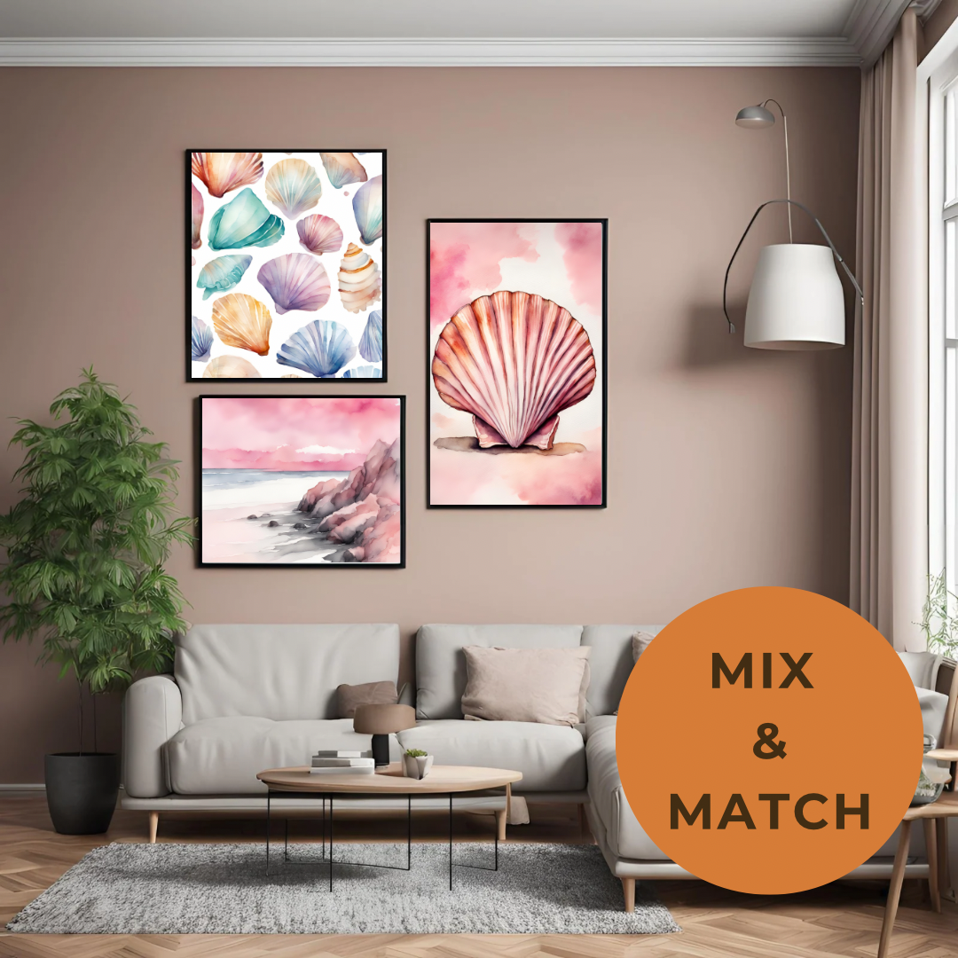 Pink Watercolour Shell Wall Art - Instant Digital Download