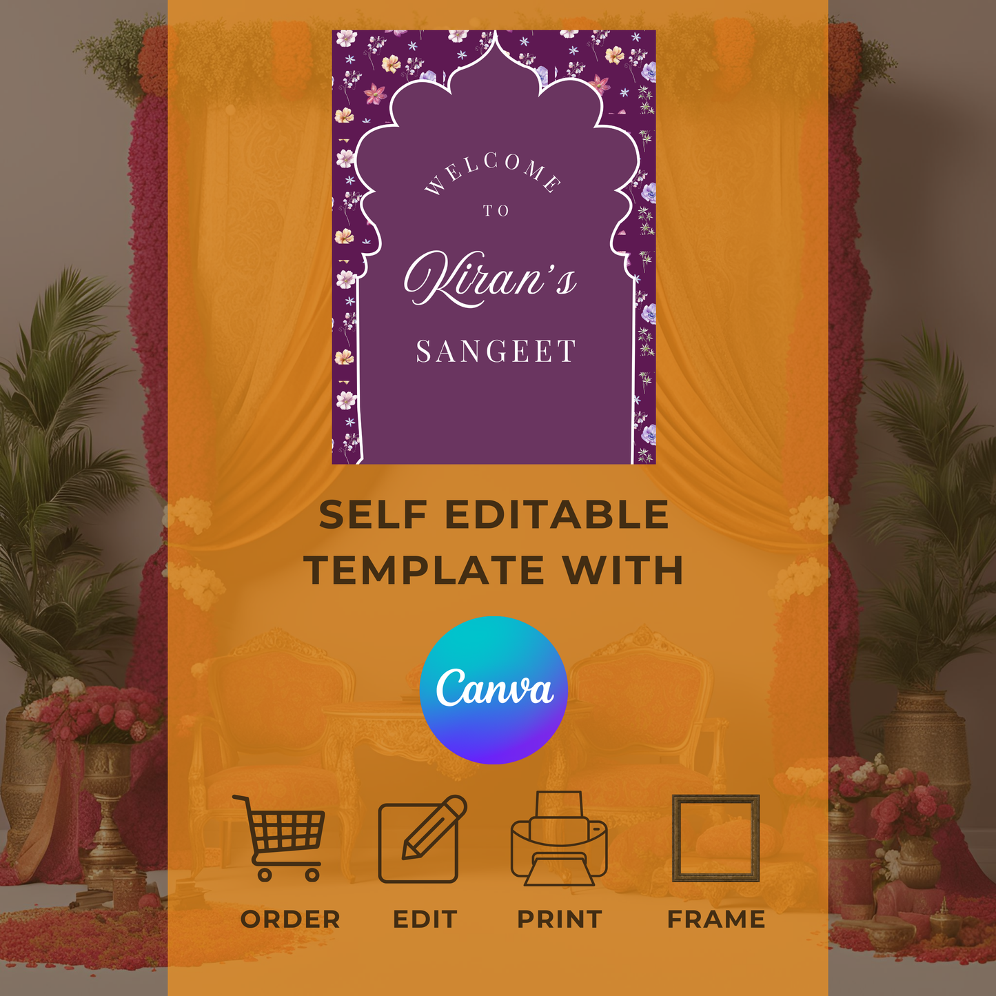 Purple Entrance Board Digital Download - Online Template