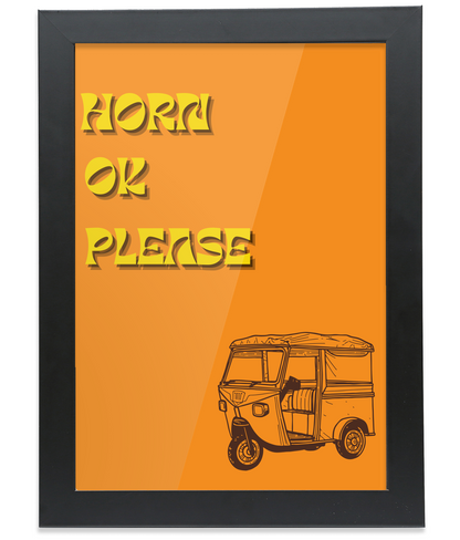 Horn Ok Please Black Framed A4 Portrait Print